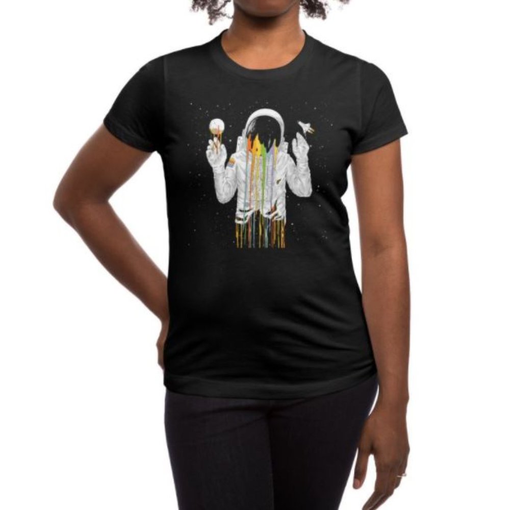 Astronaut in Space Melting Rainbow Printed Tee